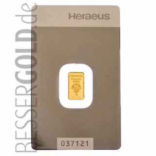 Gold bar Heraeus 1 g
