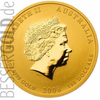 Zlatá mince 1 oz (trojská unce) ROK MYŠI Austrálie 2008