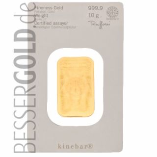 Gold bar 10g Kinebar HERAEUS 