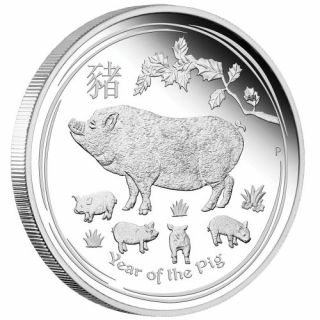 Stříbrná mince 1 oz (trojská unce) ROK VEPŘE Austrálie 2019