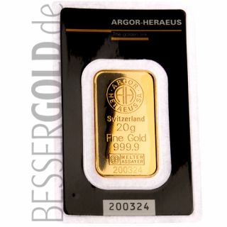 Gold bar 20g ARGOR-HERAEUS