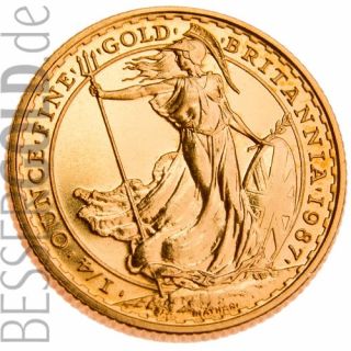 Zlatá mince 1/4 oz (trojské unce) BRITANNIA Velká Británie