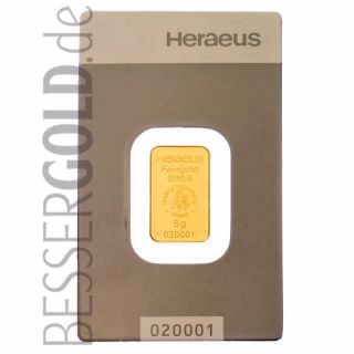 Gold bar Heraeus 5 g