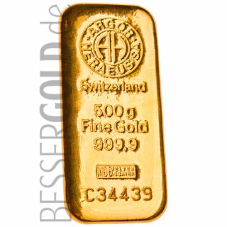 Zlatý slitek 500g ARGOR-HERAEUS (Švýcarsko)