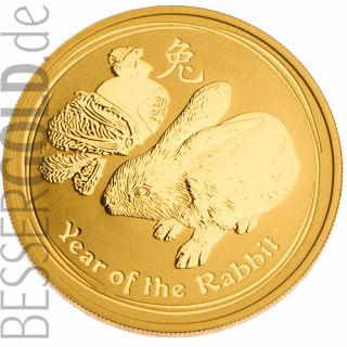Zlatá mince 2 oz (trojské unce) ROK ZAJÍCE Austrálie 2011