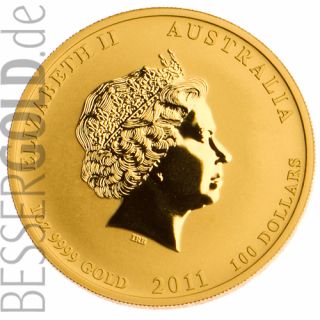 Zlatá mince 1 oz (trojská unce) ROK ZAJÍCE Austrálie 2011