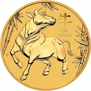 Zlatá mince 1/10 oz (trojské unce) ROK BUVOLA Austrálie 2021