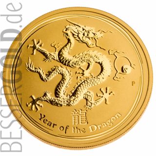 Zlatá mince 1 oz (trojská unce) ROK DRAKA Austrálie 2012