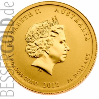 Zlatá mince 1/4 oz (trojské unce) ROK DRAKA Austrálie 2012