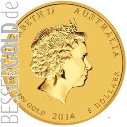 Zlatá mince 1/20 oz (trojské unce) ROK KONĚ Austrálie 2014