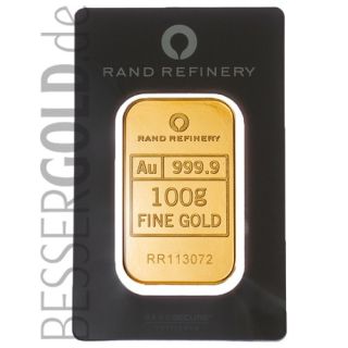 Zlatý slitek 100g RAND REFINERY (Jižní Afrika)