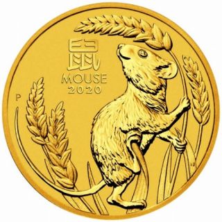 Zlatá mince 1/4 oz (trojské unce) ROK MYŠI Austrálie 2020
