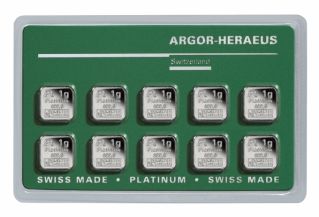 Platinový slitek 10x1g Multicard ARGOR HERAEUS (Švýcarsko)