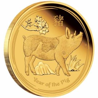 Zlatá mince 1/4 oz (trojské unce) ROK VEPŘE Austrálie 2019